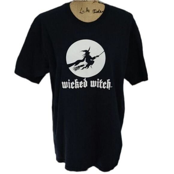 Vintage Tops - Vintage 90s Wicked Witch Halloween Black T-shirt